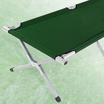 Das TecTake XL Feldbett als Vorderansicht bis in Detail